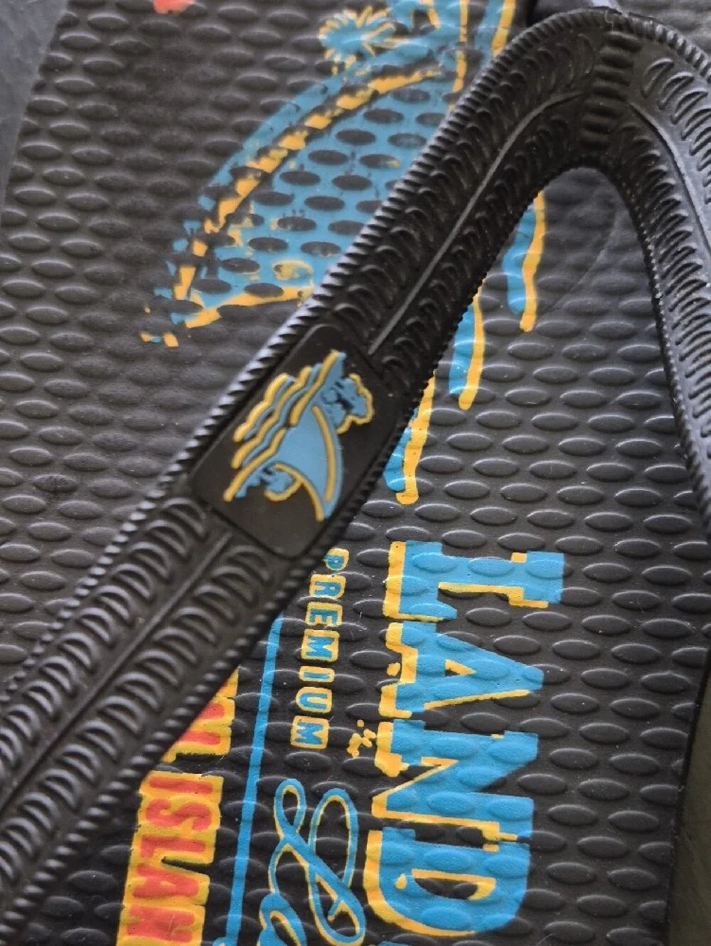 Landshark Men's Black Graphic Flip-Flop Sandals